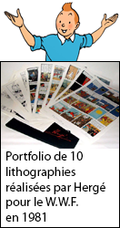 Portfolio de 10 lithographies réalisées par Hergé pour le W.W.F. en 1981